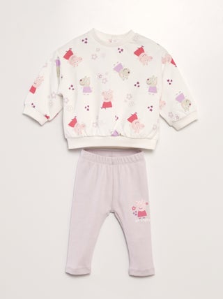 Ensemble sweat + legging côtelé 'Peppa Pig' - 2 pièces