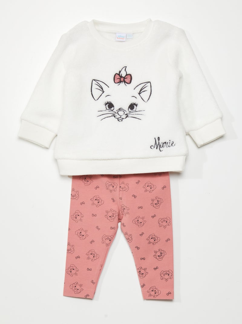 Ensemble sweat + legging 'Marie Les Aristochats' - 2 pièces Ecru/rose - Kiabi