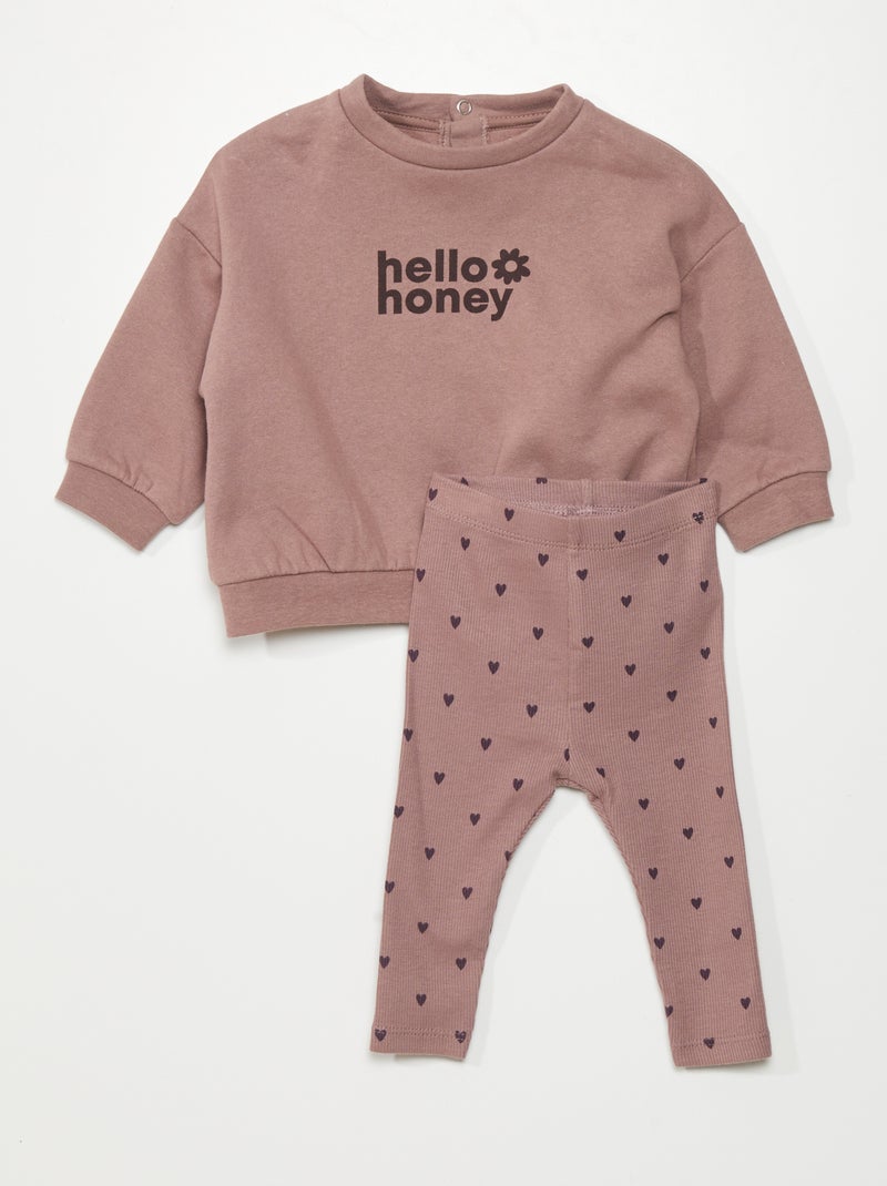 Ensemble sweat + pantalon - 2 pièces Mauve - Kiabi