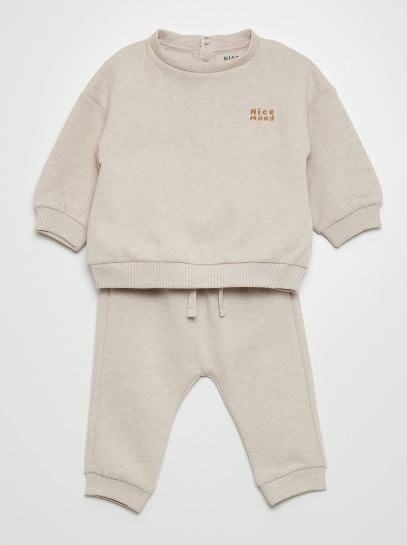 Ensemble sweat + pantalon de jogging - 2 pièces Beige - Kiabi