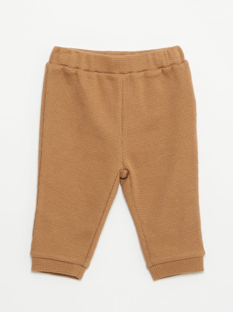 Ensemble sweat + pantalon en matière nid d'abeilles - 2 pièces Beige - Kiabi