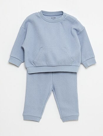 Ensemble sweat + pantalon en matière nid d'abeilles - 2 pièces