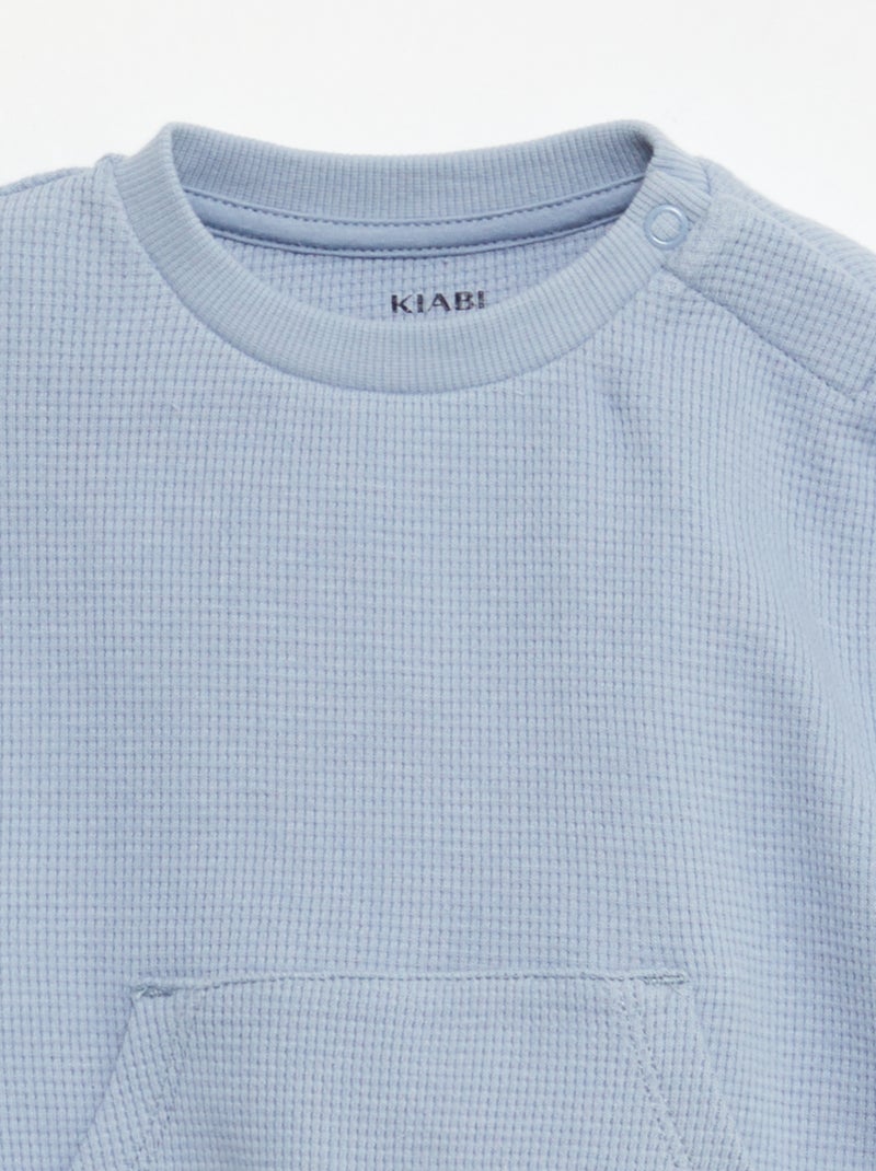 Ensemble sweat + pantalon en matière nid d'abeilles - 2 pièces Bleu - Kiabi