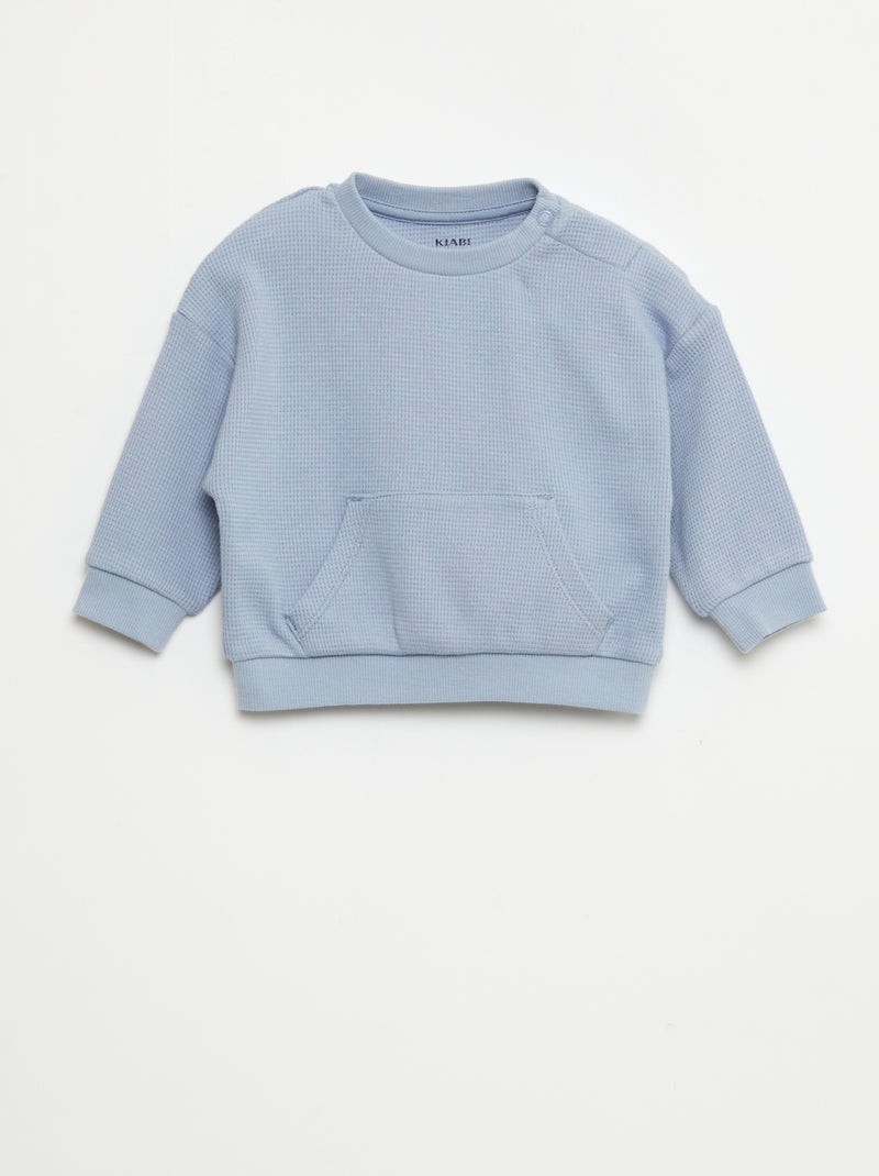 Ensemble sweat + pantalon en matière nid d'abeilles - 2 pièces Bleu - Kiabi