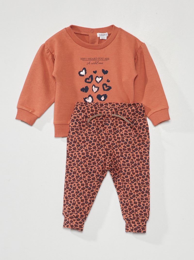 Ensemble sweat + pantalon en molleton Rose - Kiabi