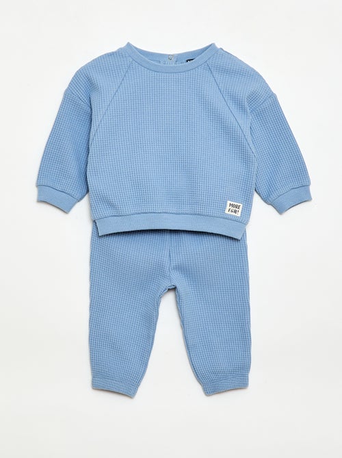 Ensemble sweat + pantalon en nid d'abeilles - 2 pièces - Kiabi