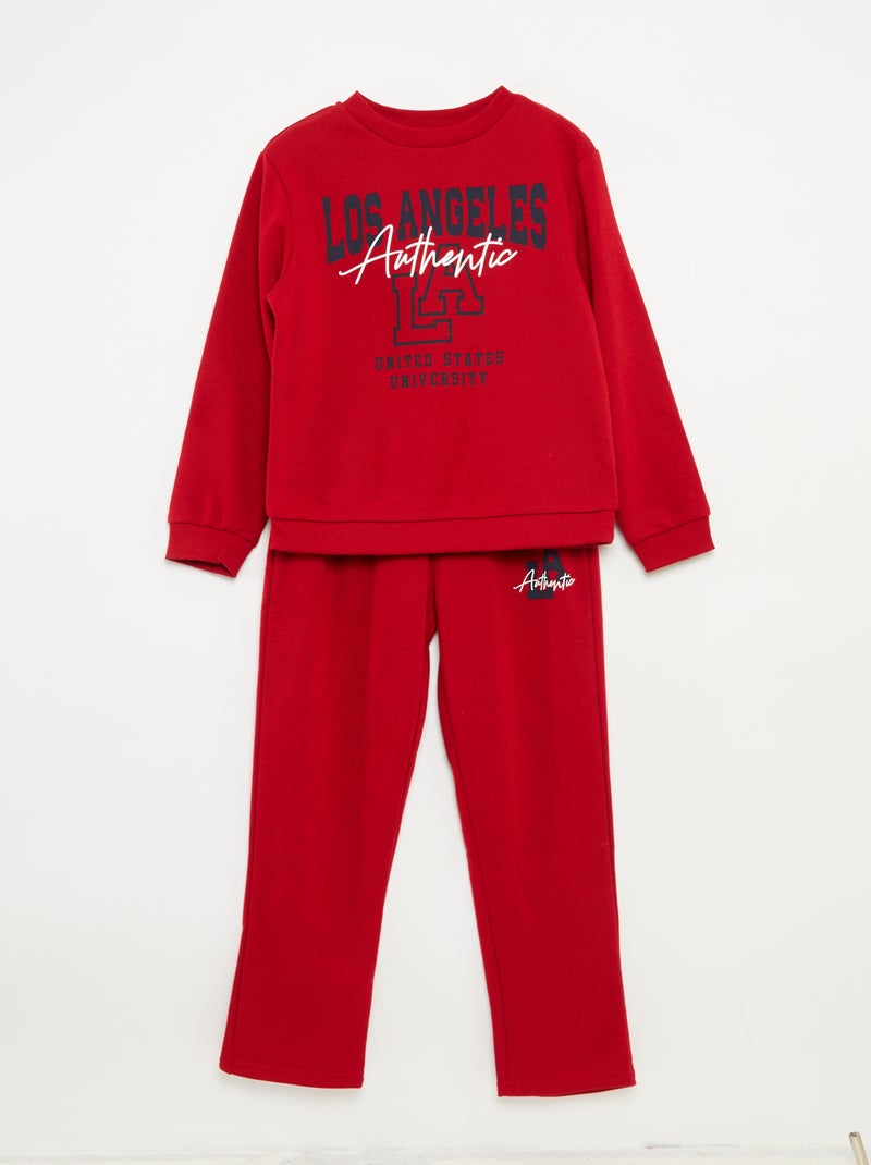 Ensemble sweat + pantalon esprit campus - 2 pièces Rouge - Kiabi