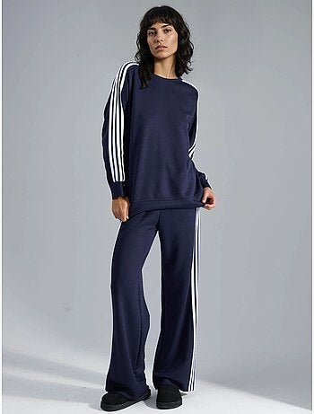Ensemble sweat-shirt rayé à col rond et pantalon droit hiccup