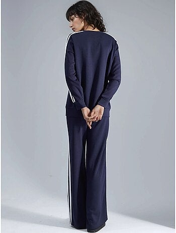 Ensemble sweat-shirt rayé à col rond et pantalon droit hiccup