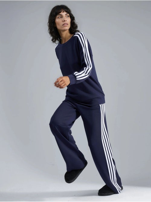 Ensemble sweat-shirt rayé à col rond et pantalon droit hiccup - Kiabi