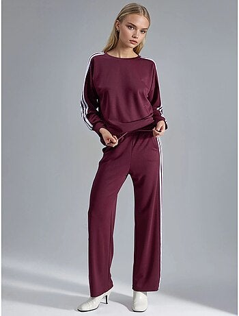 Ensemble sweat-shirt rayé à col rond et pantalon droit hiccup