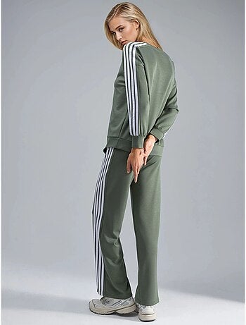 Ensemble sweat-shirt rayé à col rond et pantalon droit hiccup