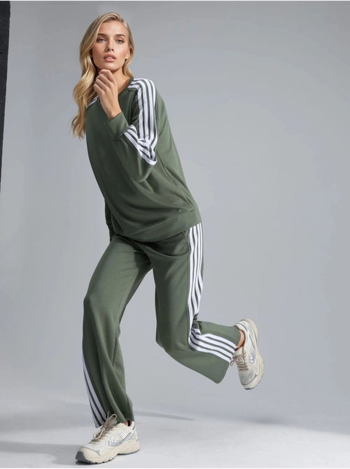 Ensemble sweat-shirt rayé à col rond et pantalon droit hiccup - Kiabi