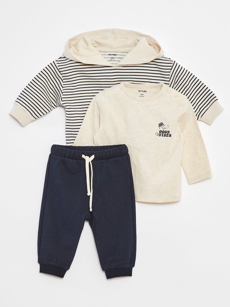 Ensemble Sweat + t-shirt + jogging - 3 pièces Blanc - Kiabi