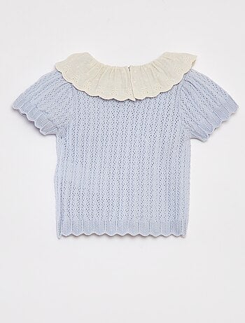 Ensemble t-blouse avec col fantaisiste + legging en tricot