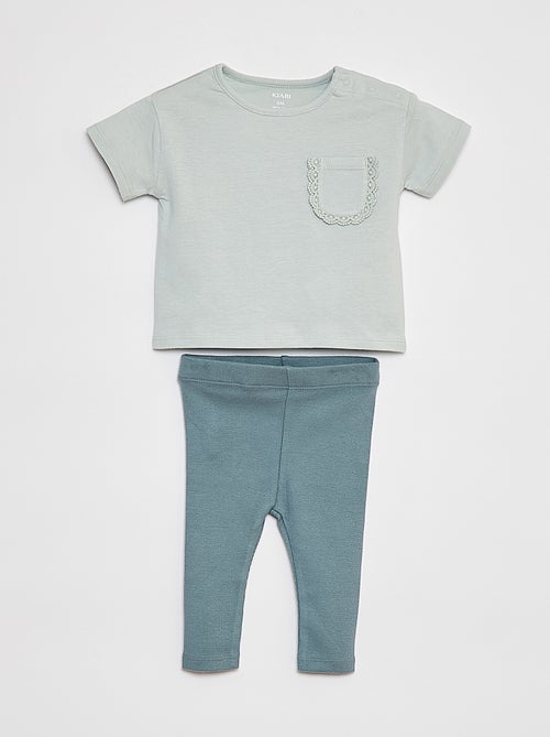 Ensemble t-shirt à manches courtes + legging - 2 pièces - Kiabi