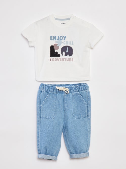 Ensemble t-shirt à manches courtes + pantalon - 2 pièces - Kiabi