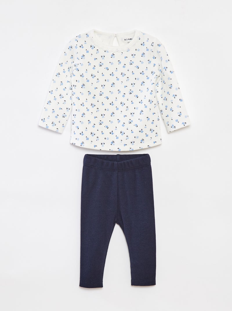 Ensemble t-shirt à manches longues + legging - 2 pièces Blanc - Kiabi