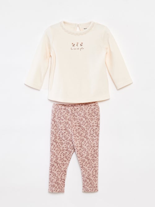Ensemble t-shirt à manches longues + legging - 2 pièces - Kiabi