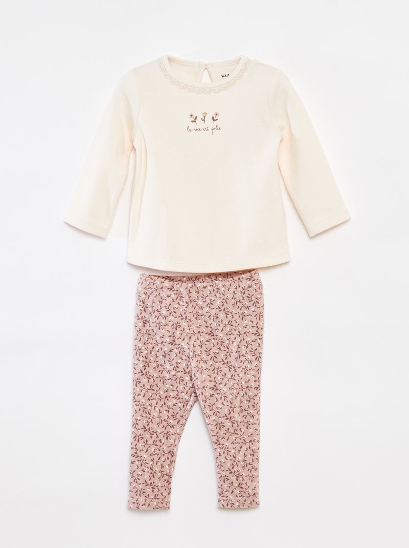 Ensemble t-shirt à manches longues + legging - 2 pièces Violet - Kiabi