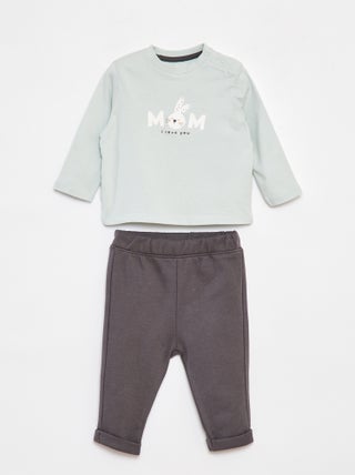 Ensemble t-shirt à manches longues + pantalon - 2 pièces