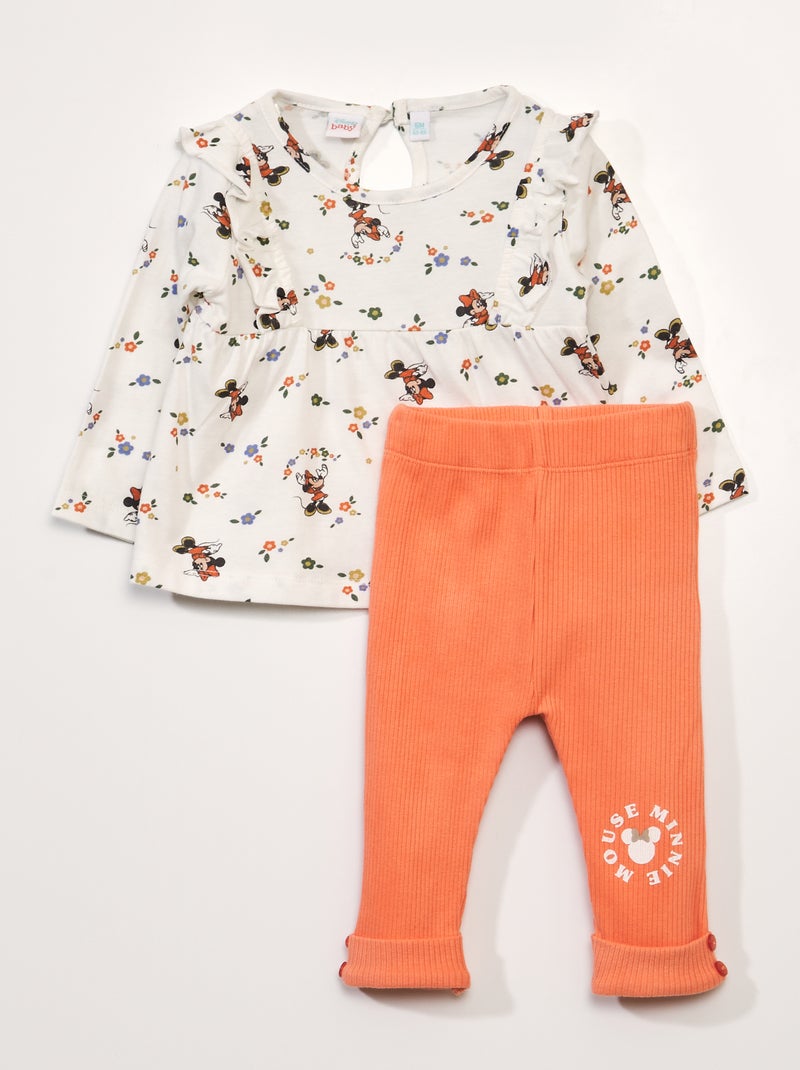 Ensemble t-shirt + body beige/rose - Kiabi