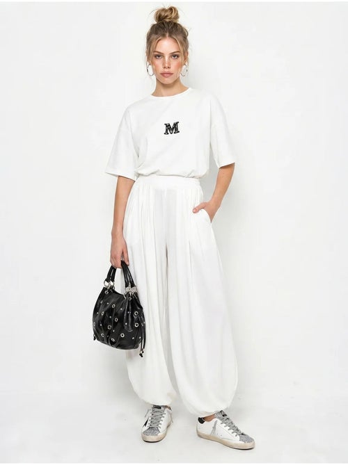 Ensemble t-shirt col rond et pantalon large lucci - Kiabi
