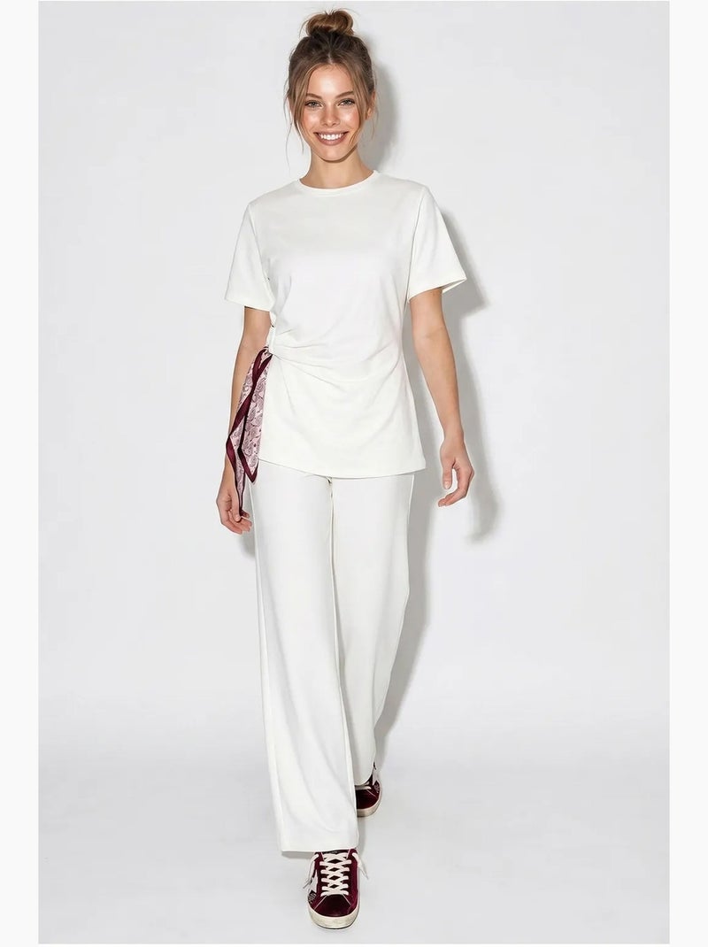 Ensemble t-shirt col rond et pantalon large lucci Blanc - Kiabi