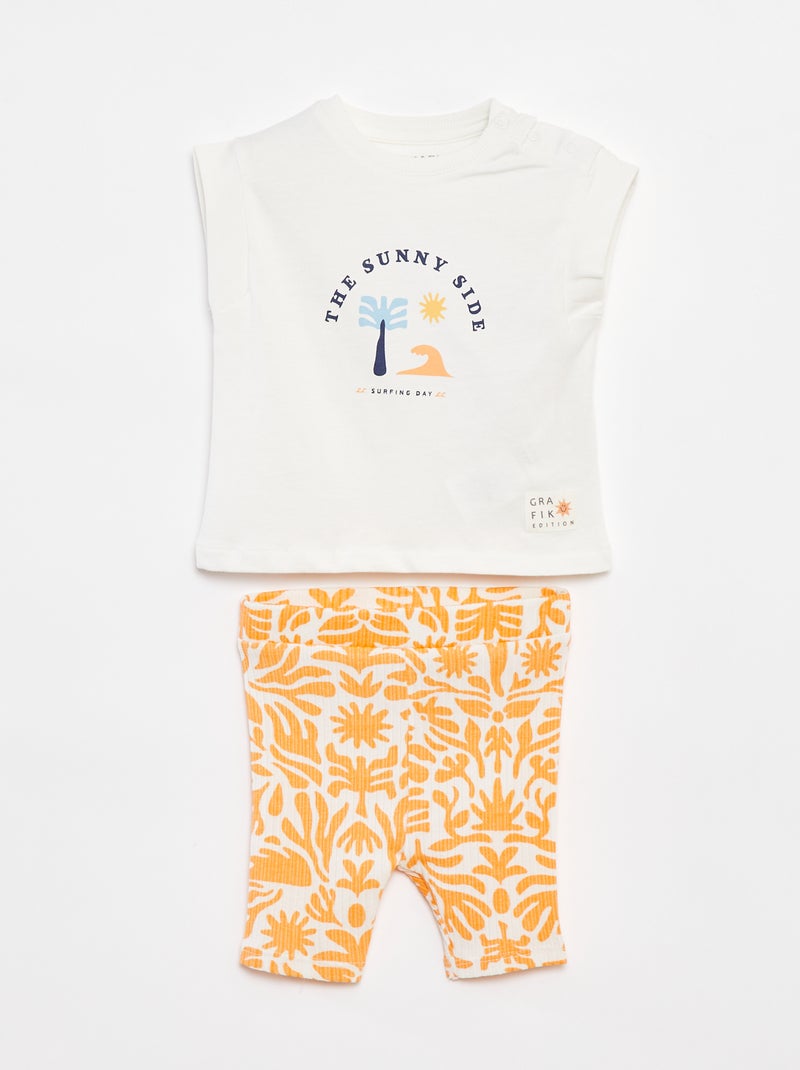 Ensemble t-shirt + cycliste imprimé - Grafik Edition Blanc - Kiabi