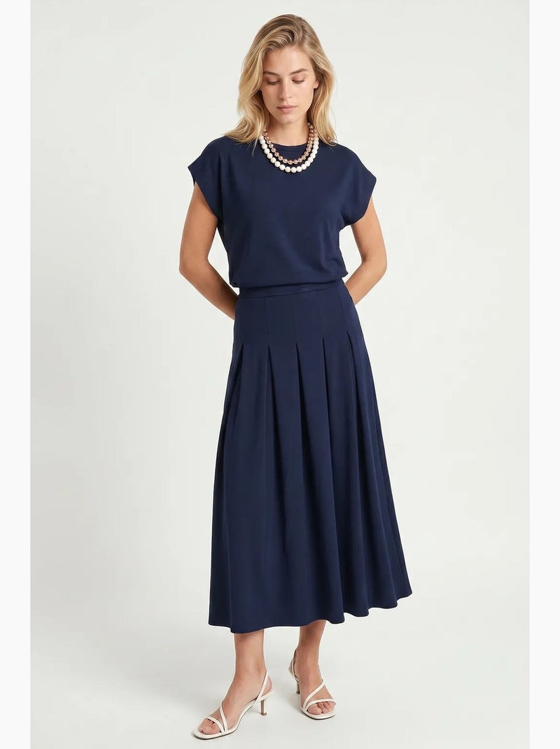 Ensemble t-shirt et jupe midi en jersey istanbul Bleu marine - Kiabi
