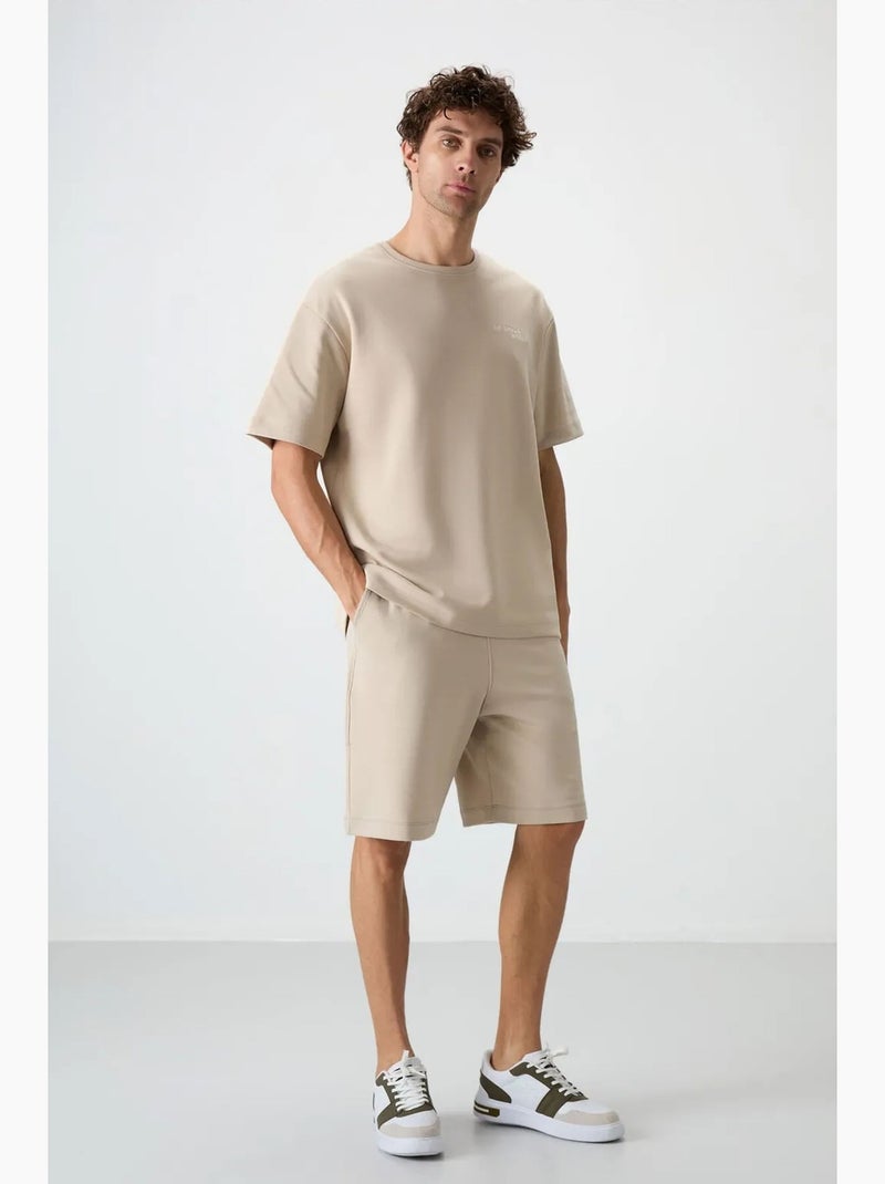 Ensemble t-shirt et short oversize tommy Beige argile - Kiabi