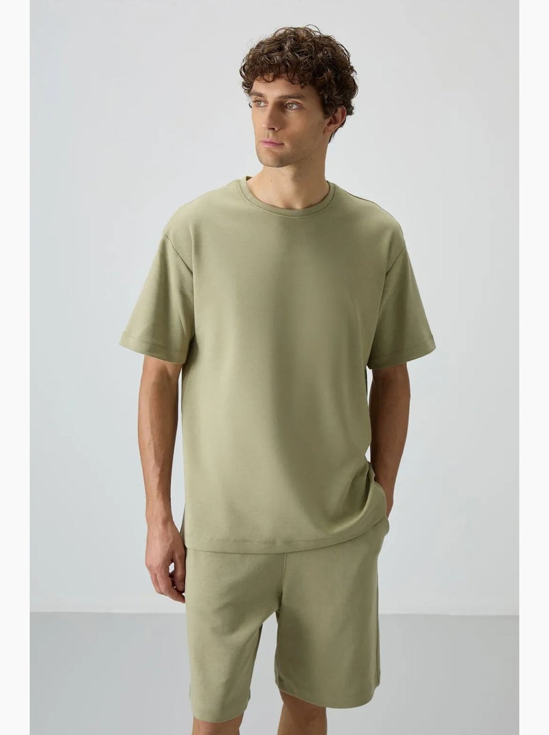 Ensemble t-shirt et short oversize tommy Kaki - Kiabi