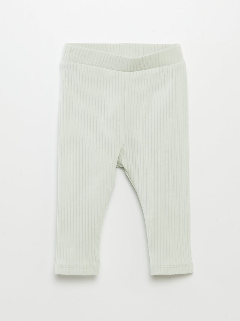 Ensemble t-shirt fleuri + legging côtelé - 2 pièces BLANC - Kiabi