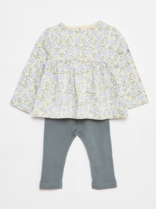 Ensemble t-shirt + legging côtelé - 2 pièces