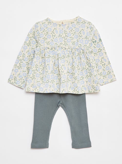 Ensemble t-shirt + legging côtelé - 2 pièces - Kiabi