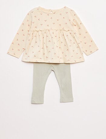 Ensemble t-shirt + legging côtelé - 2 pièces