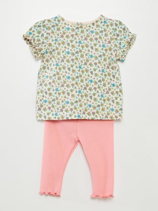 Ensemble t-shirt + legging côtelé - 2 pièces