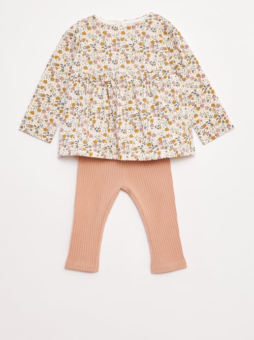 Ensemble t-shirt + legging côtelé - 2 pièces - Kiabi