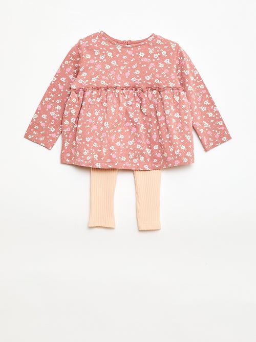 Ensemble t-shirt + legging côtelé - 2 pièces - Kiabi