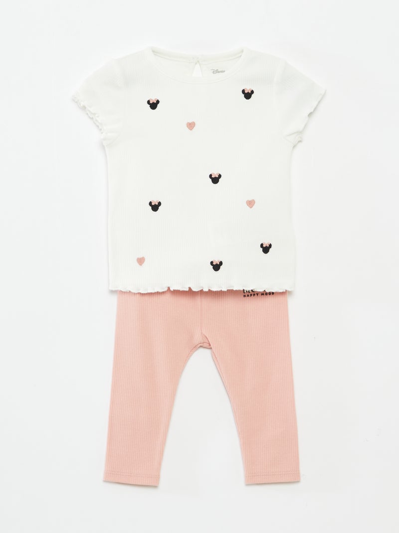 Ensemble t-shirt + legging côtelé 'Minnie' - 2 personnes Blanc - Kiabi
