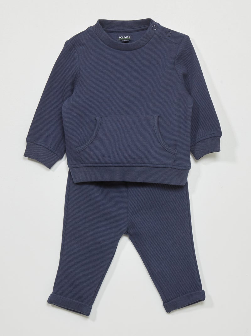 Ensemble t-shirt + pantalon de jogging  - 2 pièces bleu noir - Kiabi
