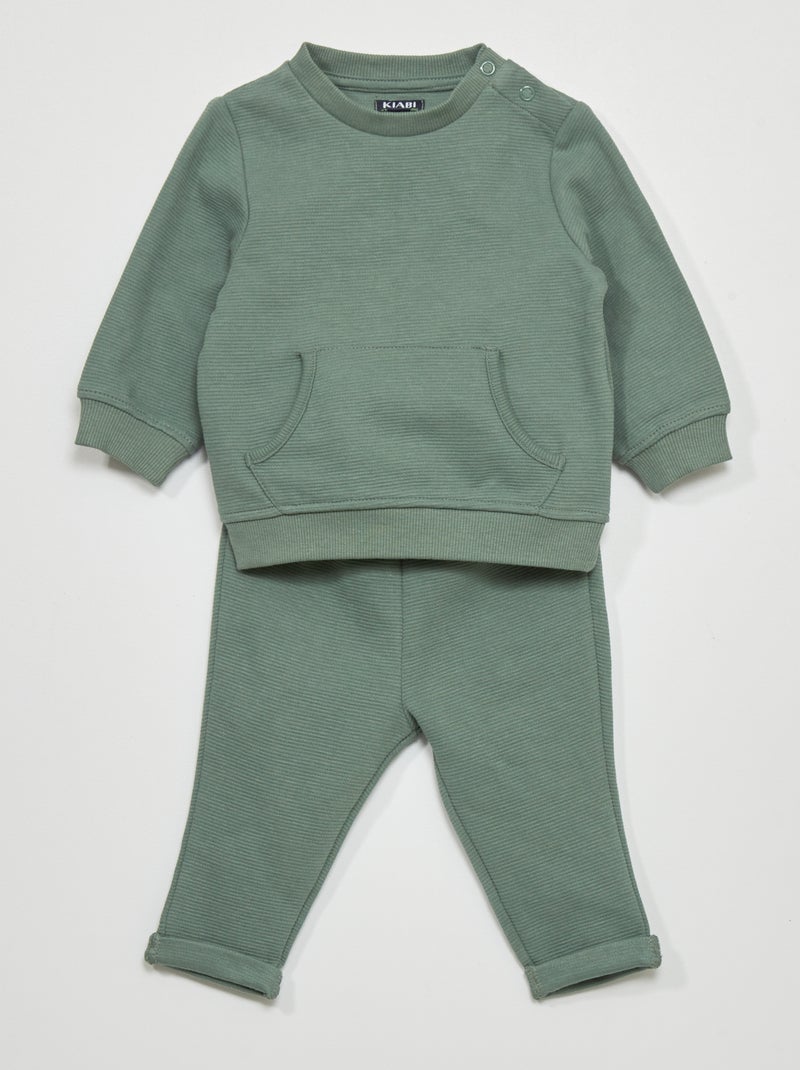 Ensemble t-shirt + pantalon de jogging  - 2 pièces Vert forêt - Kiabi