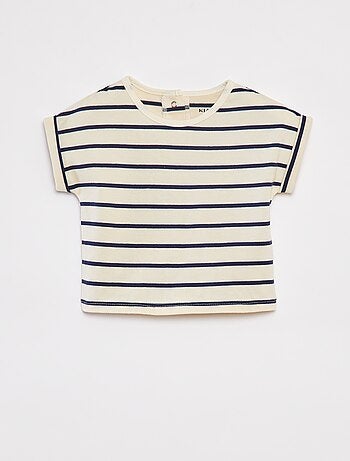 Ensemble t-shirt rayé + pantalon en denim - 2 pièces