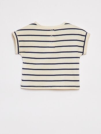 Ensemble t-shirt rayé + pantalon en denim - 2 pièces