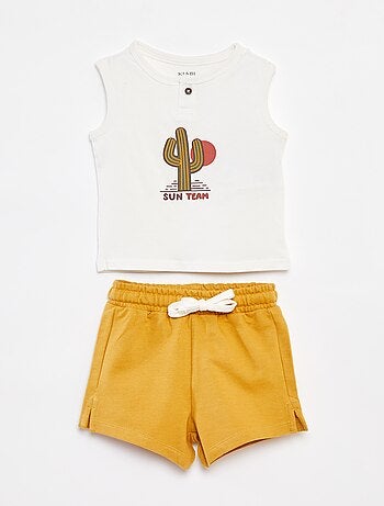 Ensemble t-shirt sans manches + short - 2 pièces