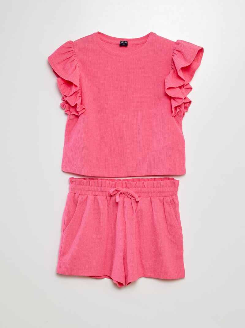 Ensemble t-shirt + short - 2 pièces rose - Kiabi