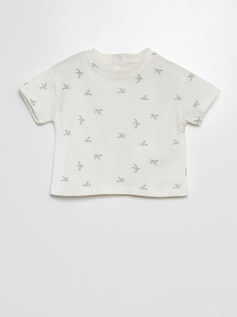 Ensemble t-shirt + short  à motif - 2 pièces BLANC - Kiabi