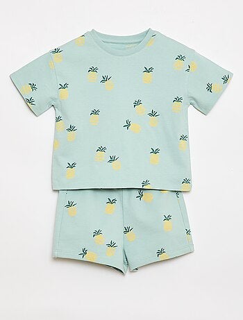 Ensemble t-shirt + short à motif - 2 pièces