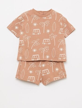 Ensemble t-shirt + short à motif - 2 pièces
