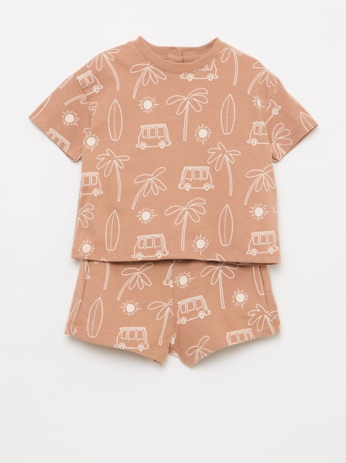 Ensemble t-shirt + short à motif - 2 pièces - Kiabi